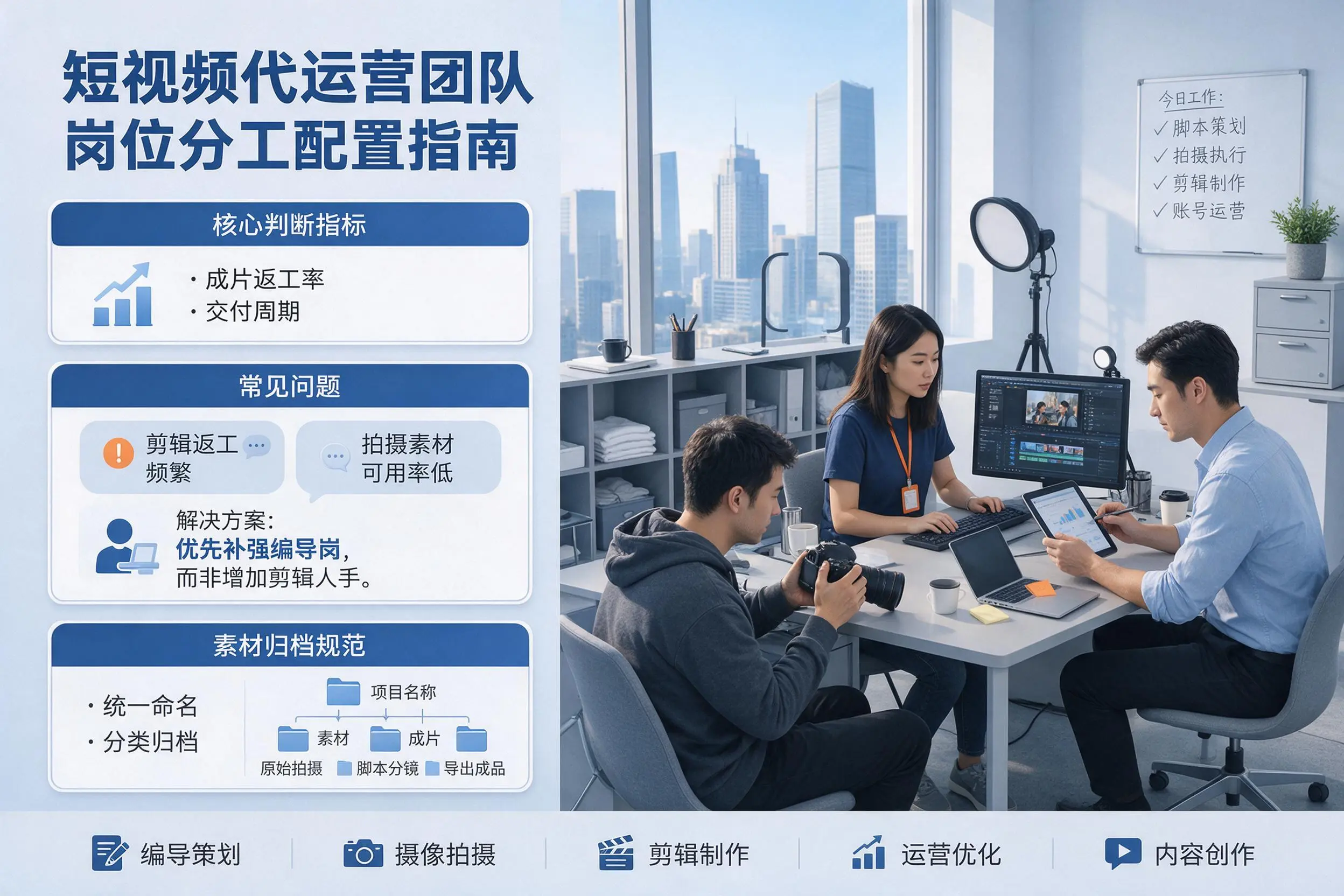 短视频代运营团队如何配置？焦作企业岗位分工科普说明