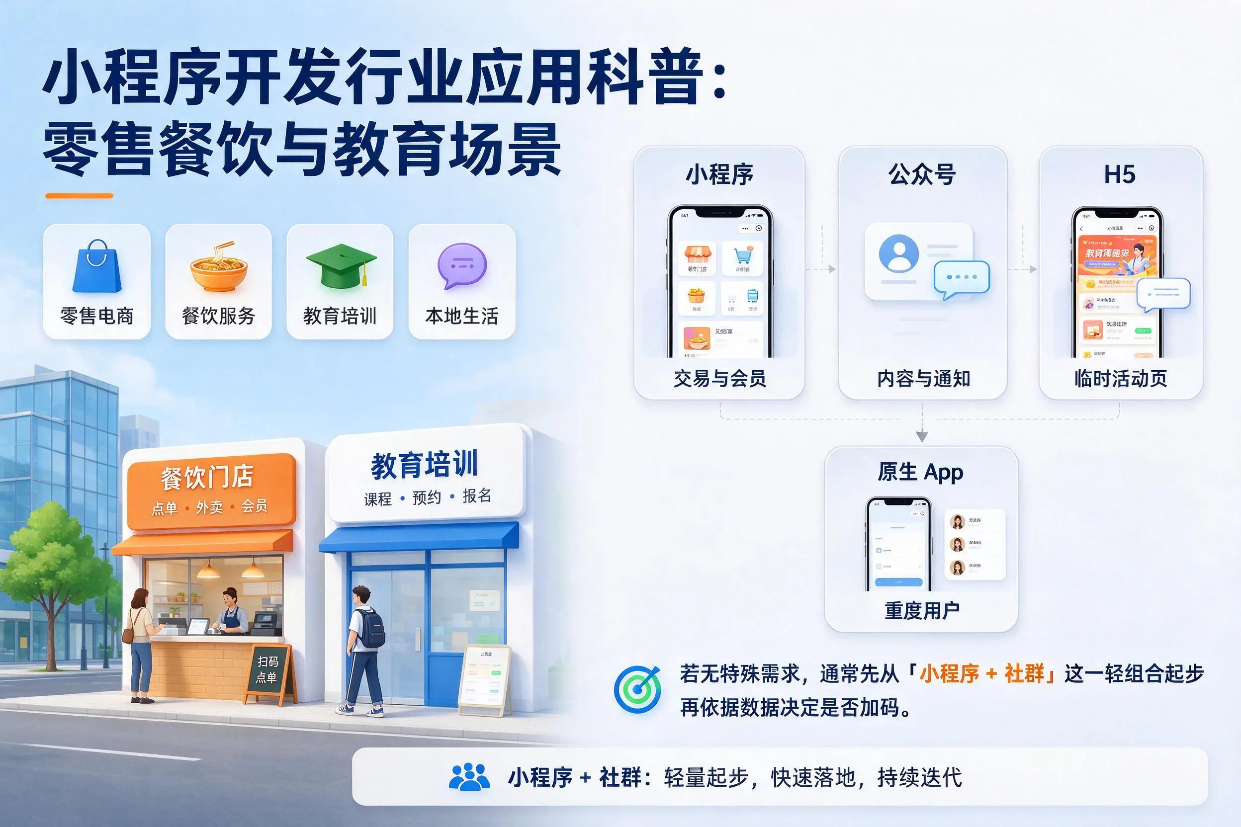 焦作小程序开发行业应用科普:零售餐饮与教育场景