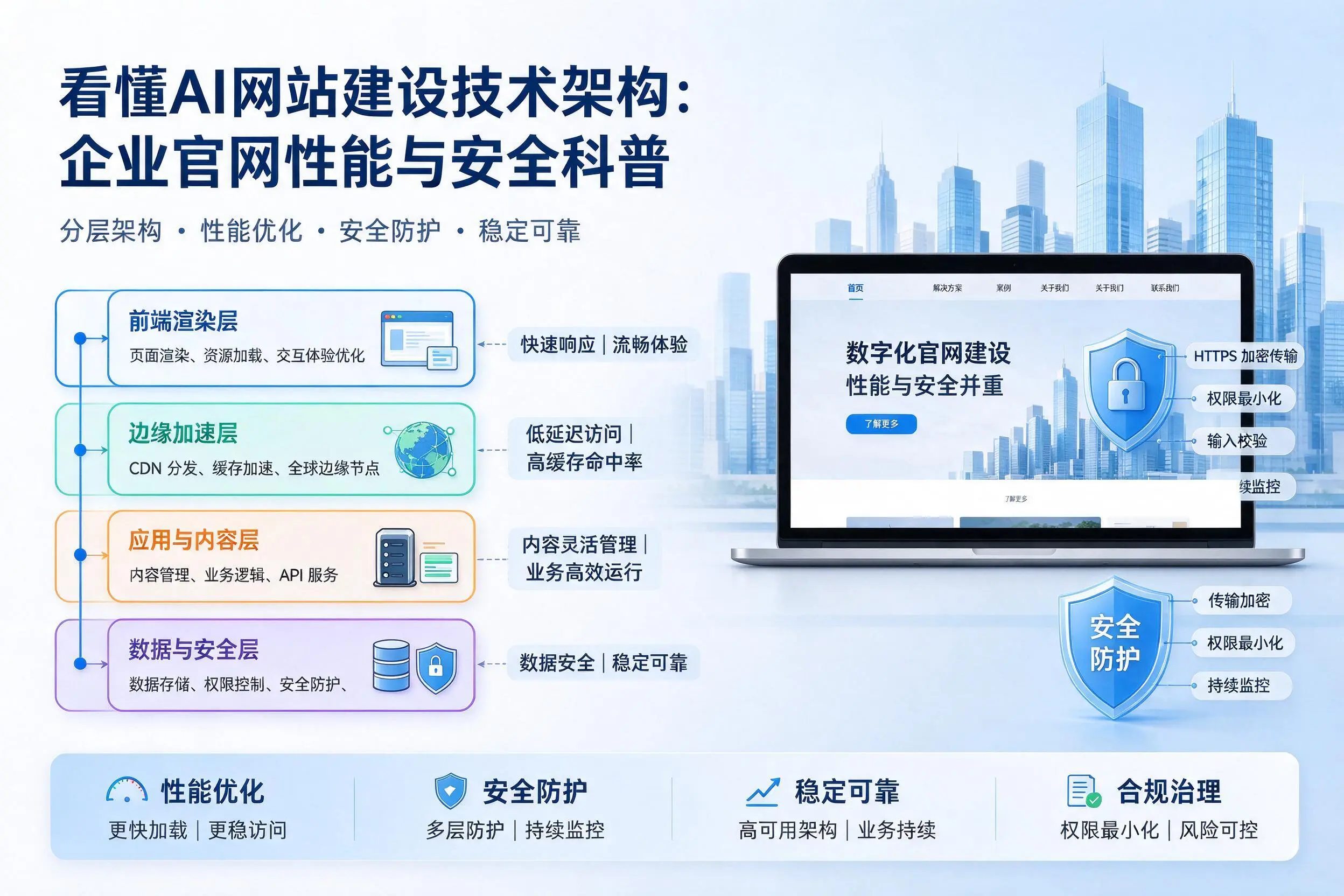 看懂AI网站建设技术架构：焦作企业官网性能与安全科普