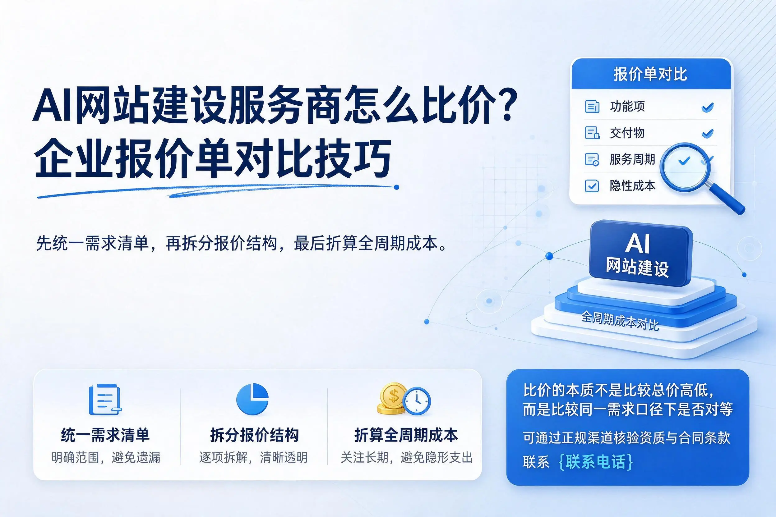 AI网站建设服务商怎么比价？焦作企业报价单对比技巧